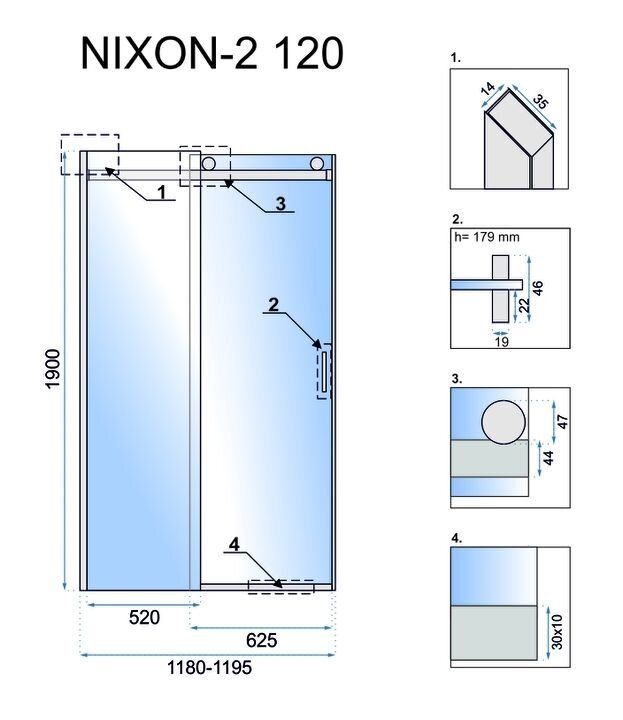 Dušas durvis Rea Nixon-2 120 cena un informācija | Dušas durvis, dušas sienas | 220.lv