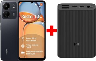 Xiaomi Redmi 13C 8/256GB Midnight Black + Xiaomi Mi Power Bank 3 Ultra Compact, 10000 mAh cena un informācija | Mobilie telefoni | 220.lv