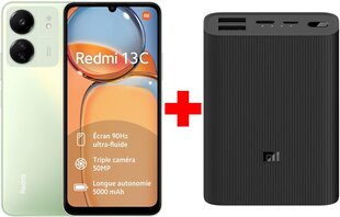 Xiaomi Redmi 13C 8/256GB Clover Green + Xiaomi Mi Power Bank 3 Ultra Compact, 10000 mAh цена и информация | Мобильные телефоны | 220.lv