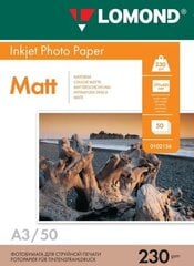 Lomond Photo Inkjet Paper Matte 230 g/m2 A3, 50 sheets цена и информация | Прочие аксессуары для фотокамер | 220.lv