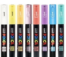 Marķieri Uni-Ball Posca PC-1M Soft Color, 8 krāsas cena un informācija | Modelēšanas un zīmēšanas piederumi | 220.lv