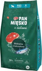 Pan Mięsko mazo šķirņu suņiem, ar liellopu gaļu un tunci, 20 kg cena un informācija | Sausā barība suņiem | 220.lv