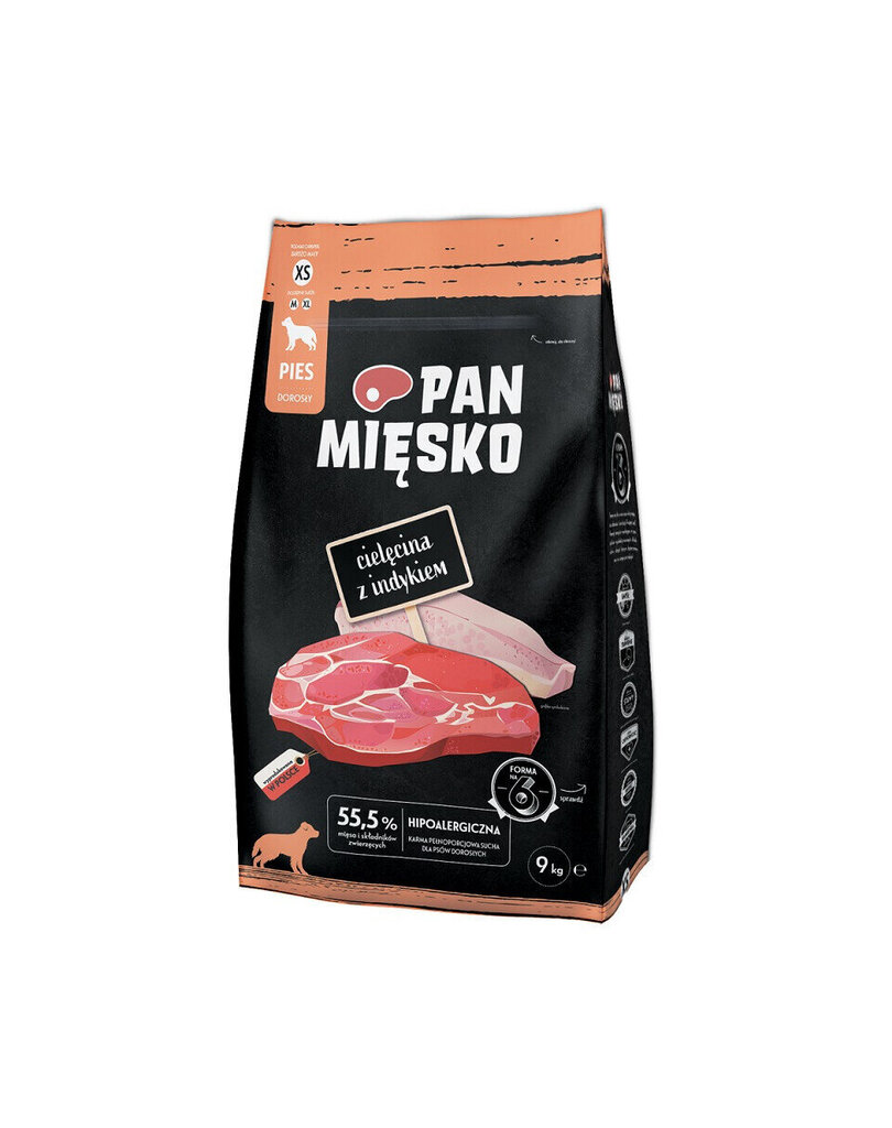 Pan Mięsko mazo šķirņu suņiem, ar teļa un tītara gaļu, 9kg цена и информация | Sausā barība suņiem | 220.lv