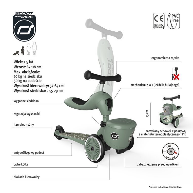 Skrejritenis Scoot & Ride Highwaykick 1 Lifistyle, zaļš цена и информация | Skrejriteņi | 220.lv