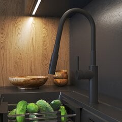 Virtuves maisītājs izlietnei Granitan Lonar, melns cena un informācija | Ūdens maisītāji virtuvei | 220.lv