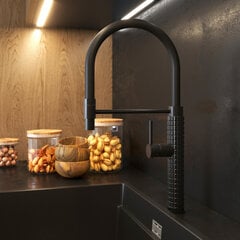 Virtuves maisītājs Granitan Fano, melns cena un informācija | Ūdens maisītāji virtuvei | 220.lv