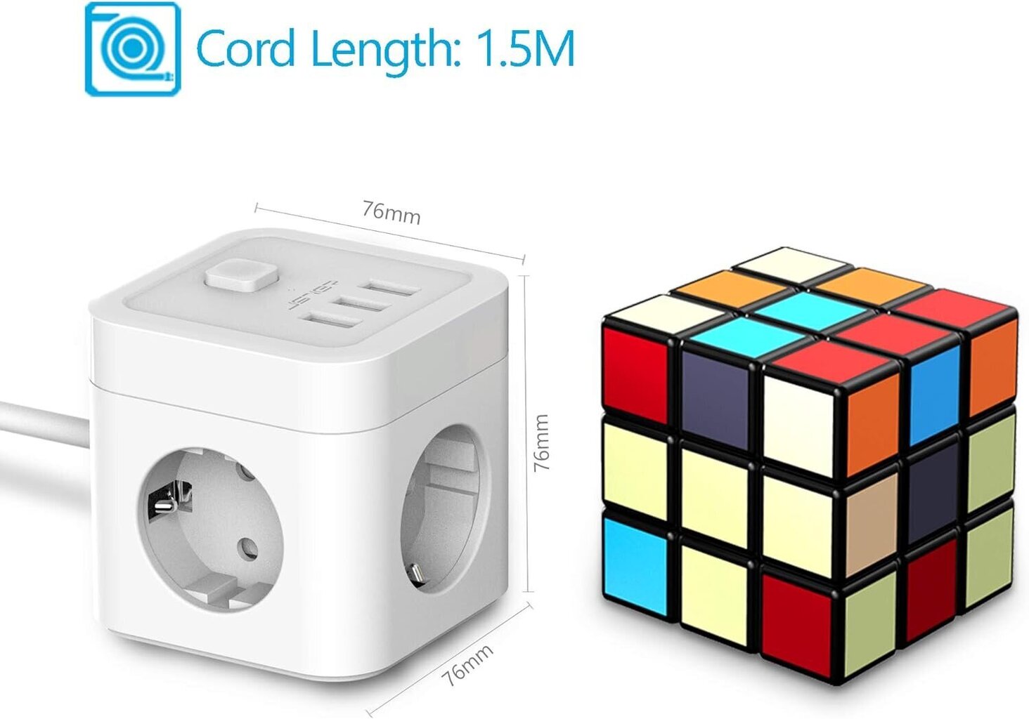 Pagarinātājs Jsver Power Cube 6in1 1,5m цена и информация | Pagarinātāji | 220.lv