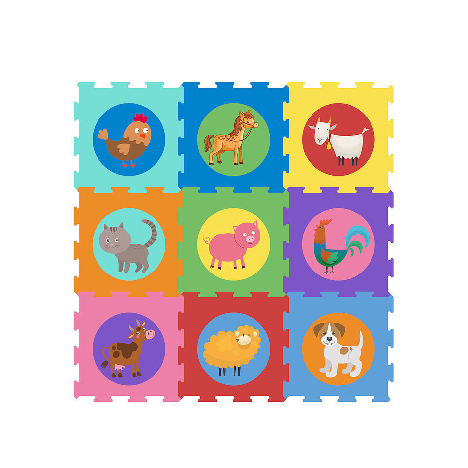Paklājs - puzle ar dzīvniekiem Smily Play цена и информация | Attīstošie paklājiņi | 220.lv
