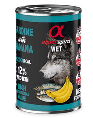 Alpha Spirit Multiproteina konservi ar sardīnēm un banāniem, 1,47 kg cena un informācija | Konservi suņiem | 220.lv