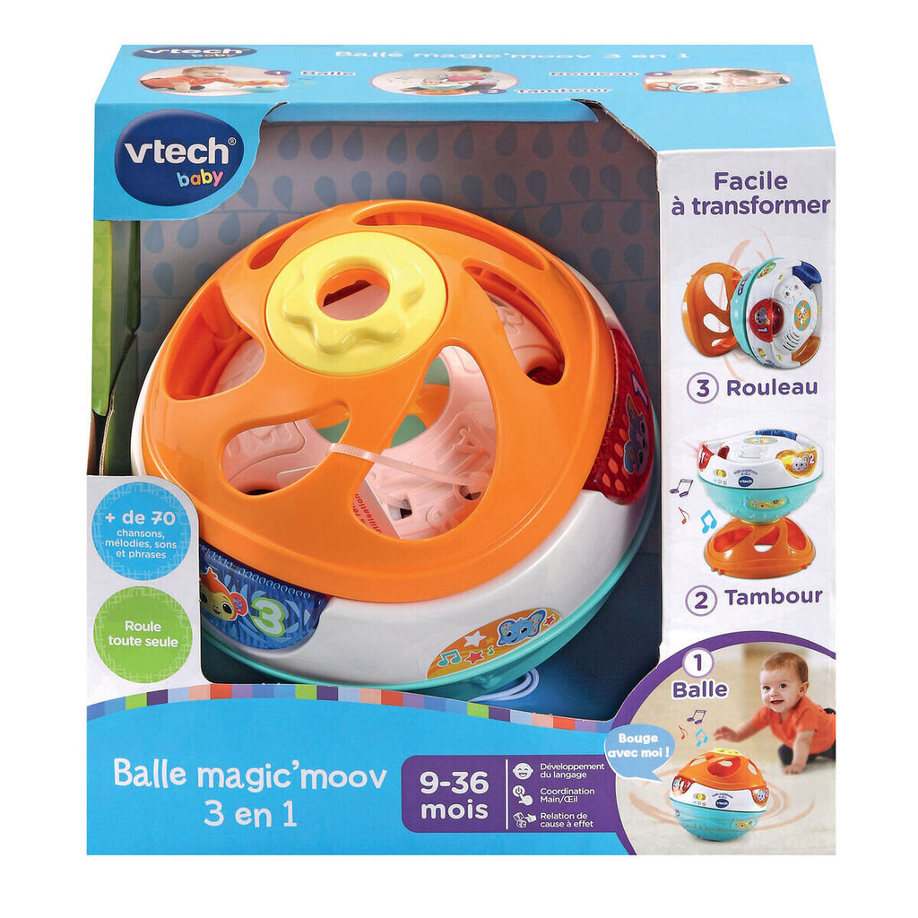 Interaktīva rotaļlieta mazuļiem Vtech Baby Magic Moov Ball 3 in 1 cena un informācija | Attīstošās rotaļlietas | 220.lv
