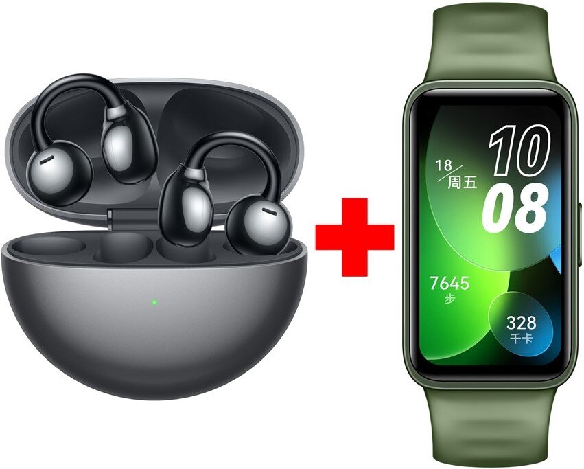 Huawei FreeClip Dove-T00 Black + Huawei Band 8 Emerald Green cena un informācija | Austiņas | 220.lv