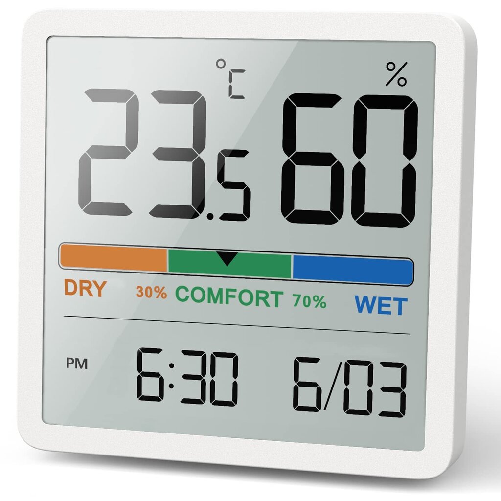 Noklead Digitālais termometrs ar higrometru, balts cena un informācija | Meteostacijas, āra termometri | 220.lv