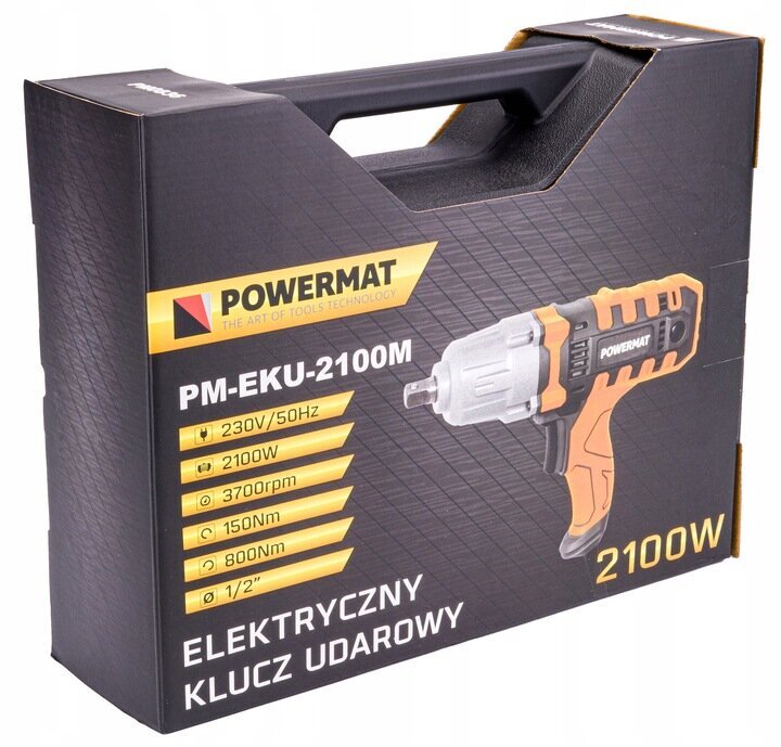 Elektriskā triecienuzgriežņu atslēga Powermat PM-EKU-2100M, 2100W cena un informācija | Skrūvgrieži, urbjmašīnas | 220.lv