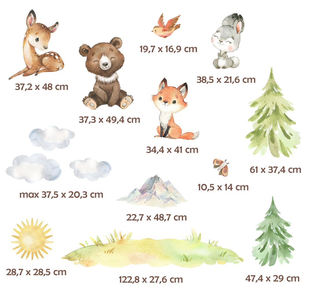 Meža dzīvnieku sienas uzlīmes цена и информация | Griestu, sienu dekoru elementi | 220.lv