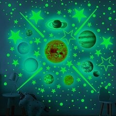 Флуоресцентные наклейки на стену, Звезды и планеты Солнечной системы для детской спальни, 460 шт. цена и информация | Декоративные наклейки | 220.lv