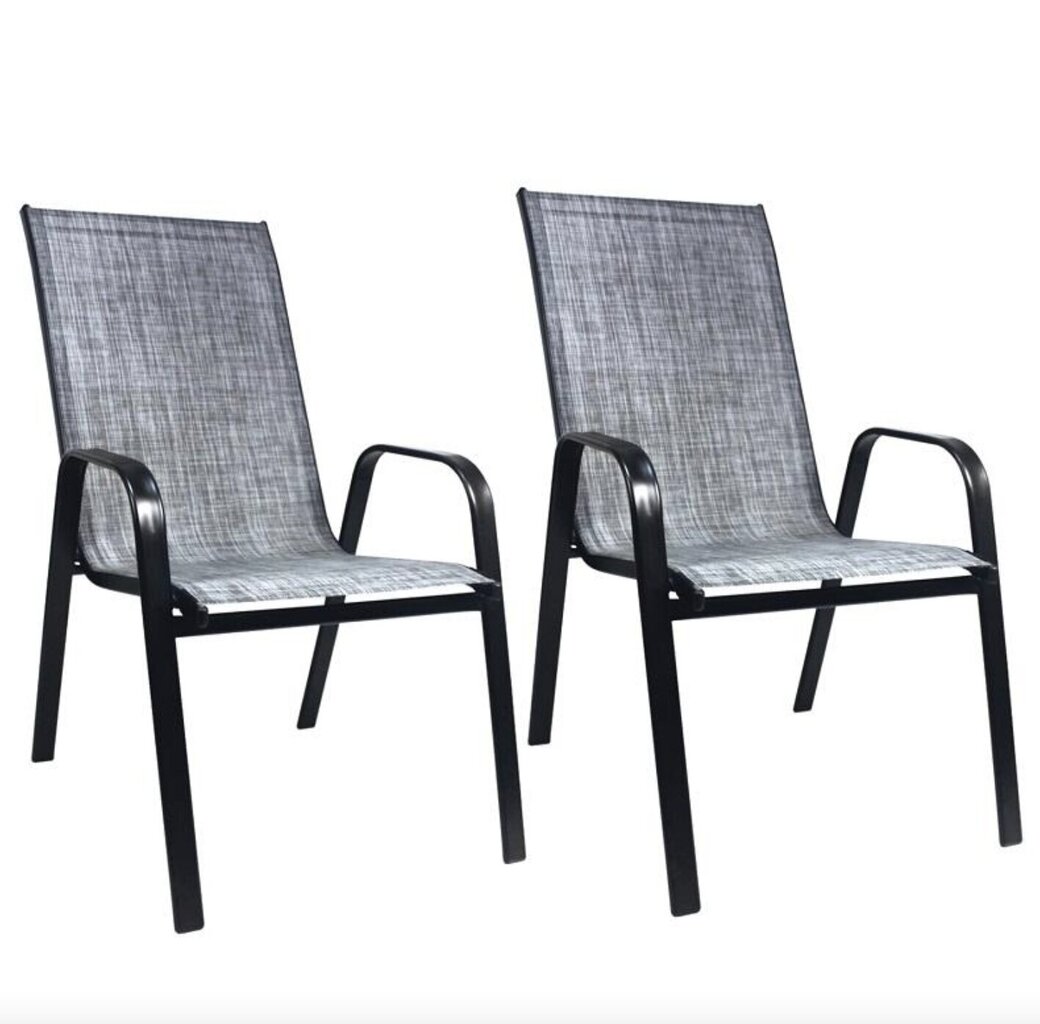 2-u dārza krēslu komplekts, pelēks/melns цена и информация | Dārza krēsli | 220.lv