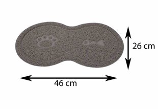 Pelēks paklājiņš suņu/kaķu bļodiņai, 46x26 cm cena un informācija | Bļodas, kastes pārtikas | 220.lv