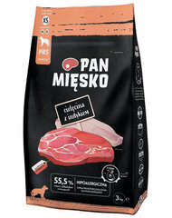 Pan Mięsko mazu šķirņu suņiem, ar teļa un tītara gaļu, 3 kg cena un informācija | Sausā barība suņiem | 220.lv