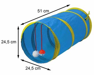 Kaķu tunelis ar rotaļlietu, 51x24,5 cm cena un informācija | Rotaļlietas kaķiem | 220.lv