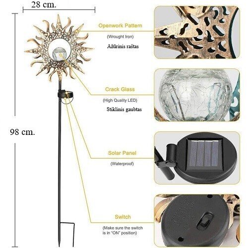 Dārza LED lampa Saule цена и информация | Āra apgaismojums | 220.lv