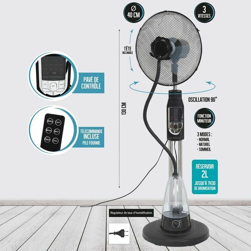 Grīdas ventilators ar smidzinātāju un tālvadības pulti, 40cm цена и информация | Ventilatori | 220.lv