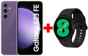 Samsung Galaxy S23 FE 5G 8/256GB Purple + Samsung Galaxy Watch 4 (LTE,40mm), Black cena un informācija | Mobilie telefoni | 220.lv