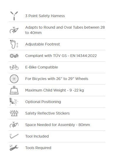Bērnu velosēdeklītis Polisport Koolah 29", melns цена и информация | Bērnu velosipēdu sēdeklīši | 220.lv