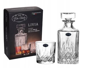 Viskija komplekts, karafe 760 ml + 2 glāzes 300 ml, Livia, Festa Italia цена и информация | Стаканы, фужеры, кувшины | 220.lv