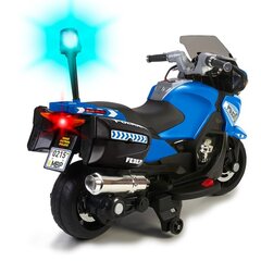 Bērnu policijas motocikls 12V Feber, zils/balts cena un informācija | Bērnu elektroauto | 220.lv