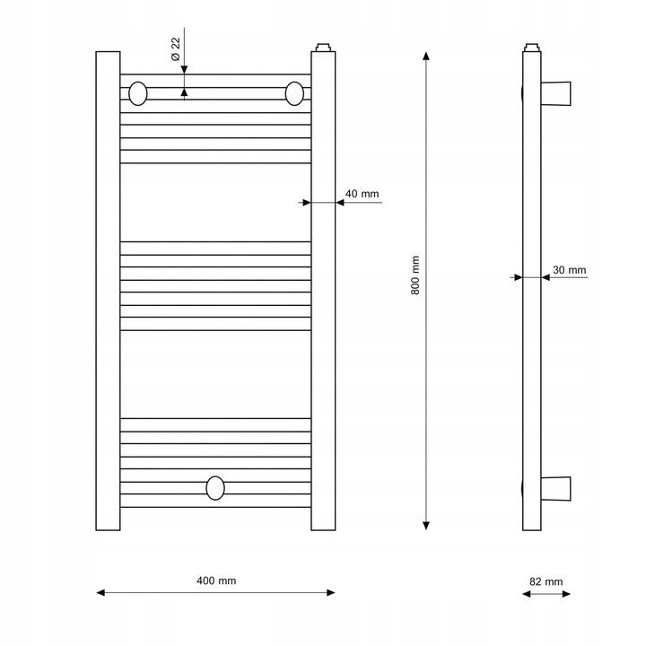 Vannas istabas radiators trepju radiators Puerto balts, 40/80 cm cena un informācija | Dvieļu žāvētāji | 220.lv