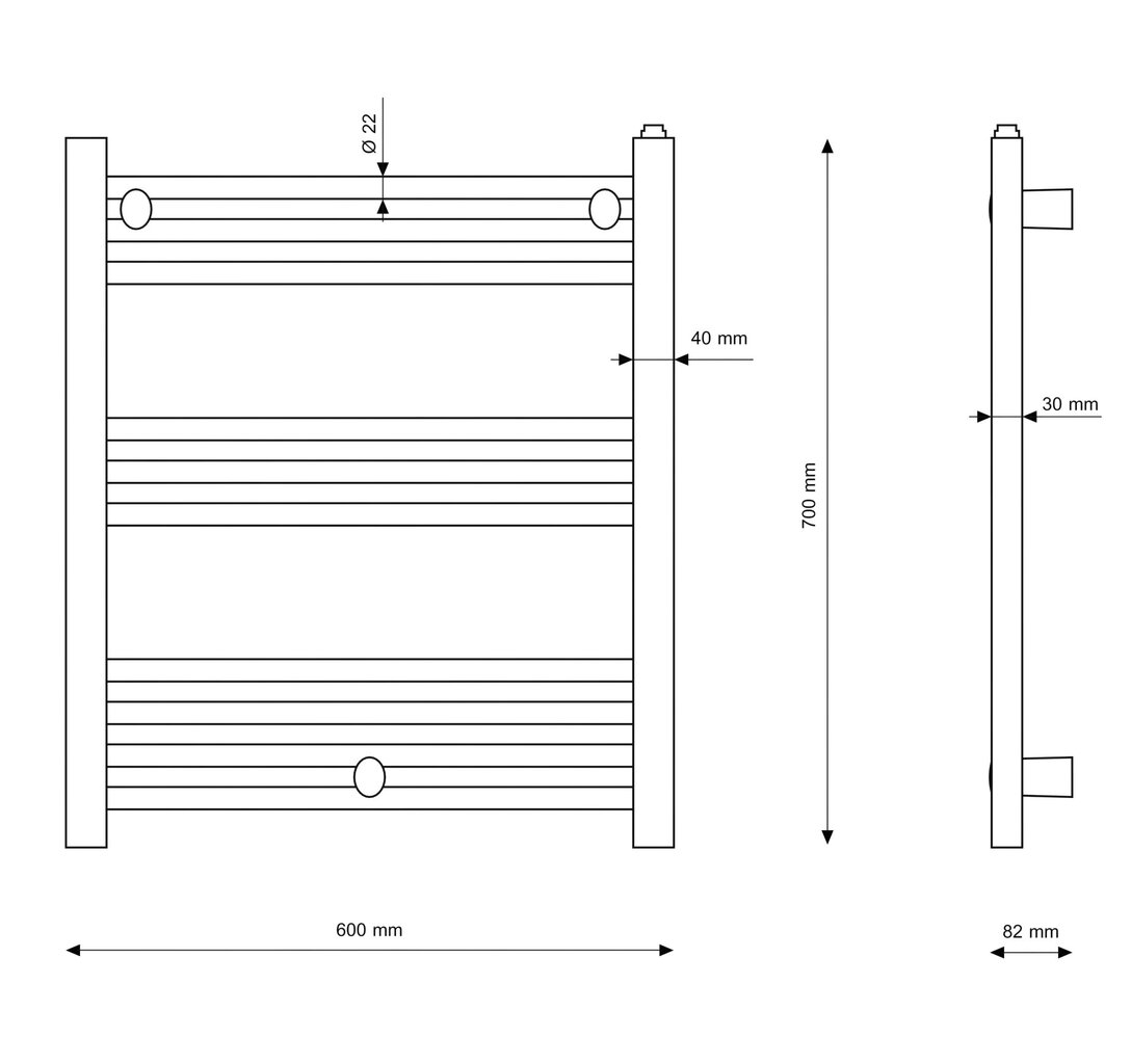 Vannas istabas radiators trepju radiators Puerto, 60/70 cm cena un informācija | Dvieļu žāvētāji | 220.lv