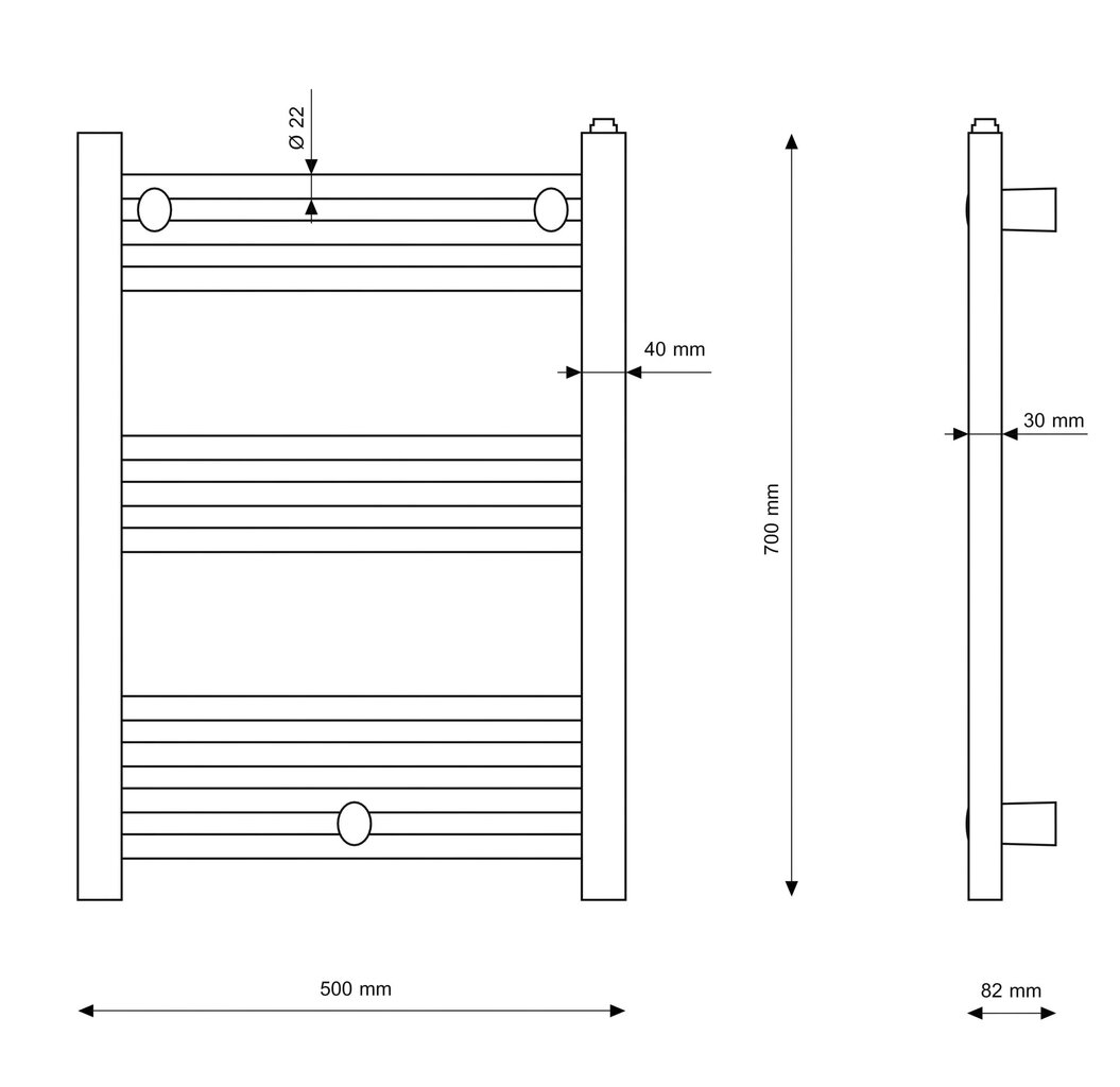 Vannas istabas radiators trepju radiators Puerto, 50/70 cm цена и информация | Dvieļu žāvētāji | 220.lv