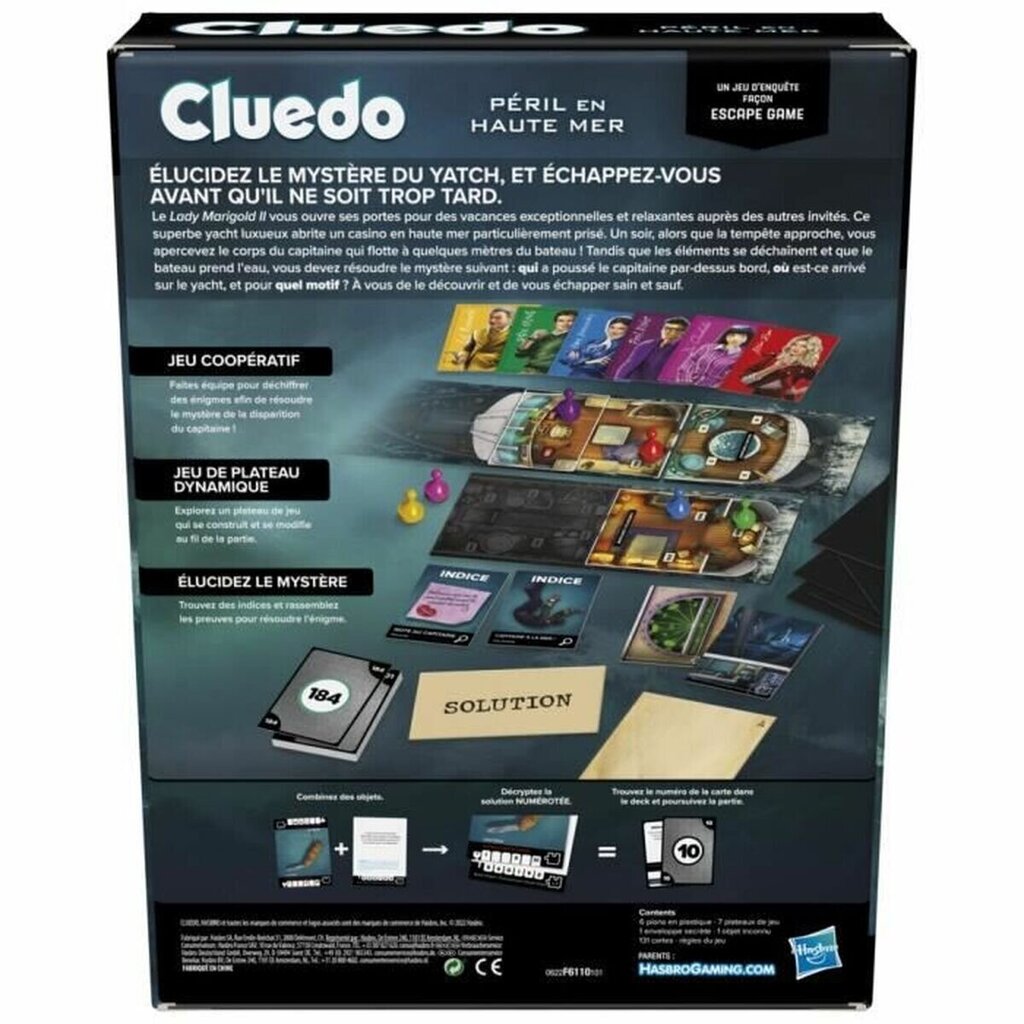 Galda spēle Hasbro Cluedo Péril en Haute Mer, FR cena un informācija | Galda spēles | 220.lv