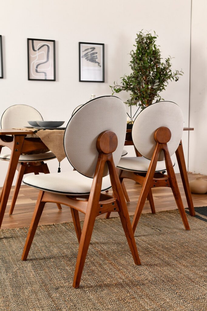 2 krēslu komplekts Kalune Design Touch, bēšs/brūns cena un informācija | Virtuves un ēdamistabas krēsli | 220.lv