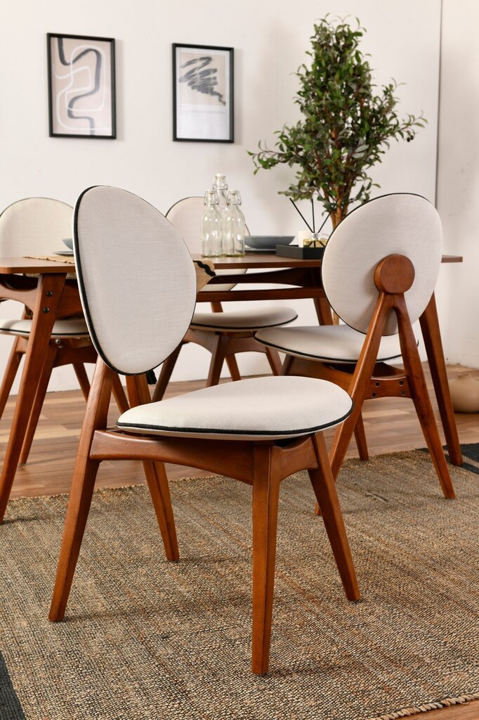 2 krēslu komplekts Kalune Design Touch, bēšs/brūns цена и информация | Virtuves un ēdamistabas krēsli | 220.lv