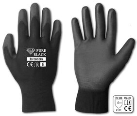 Комплект из 24 пар защитных перчаток Pure Black Pu, размер 8 цена и информация | Рабочие перчатки | 220.lv