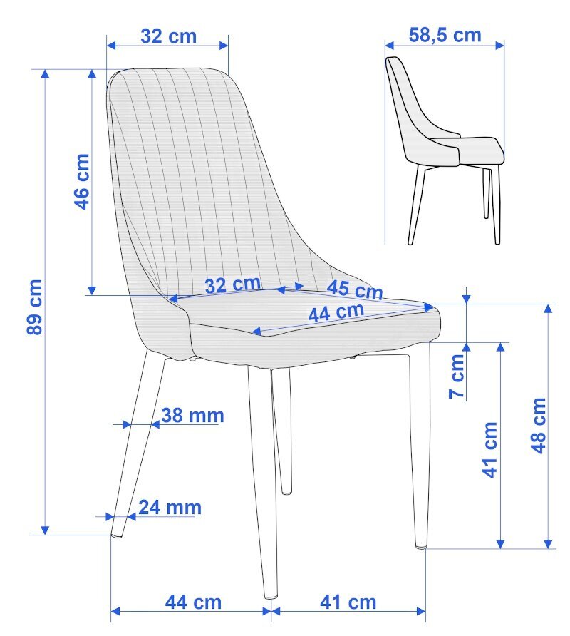 Krēsls Lorient Velvet, zils цена и информация | Biroja krēsli | 220.lv