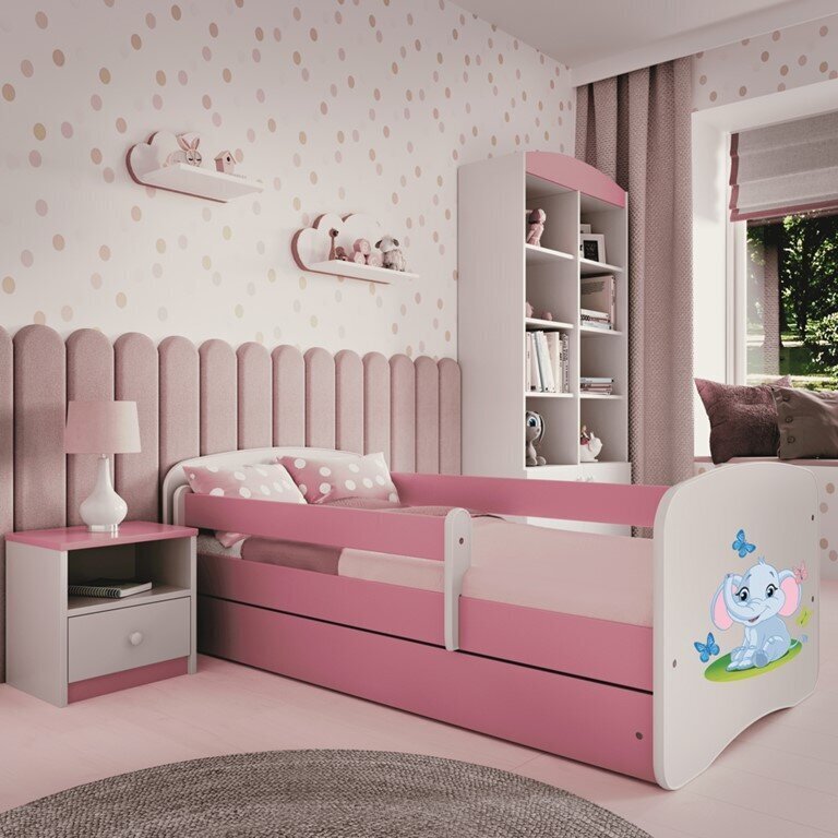 Babydreams rozā gulta bez atvilktnes, ar matraci 160/80 cena un informācija | Bērnu gultas | 220.lv