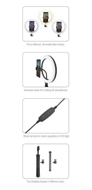 Trijkājis LoomiPod XL ar LED lampu viedtālruņiem melns цена и информация | Selfie Sticks | 220.lv