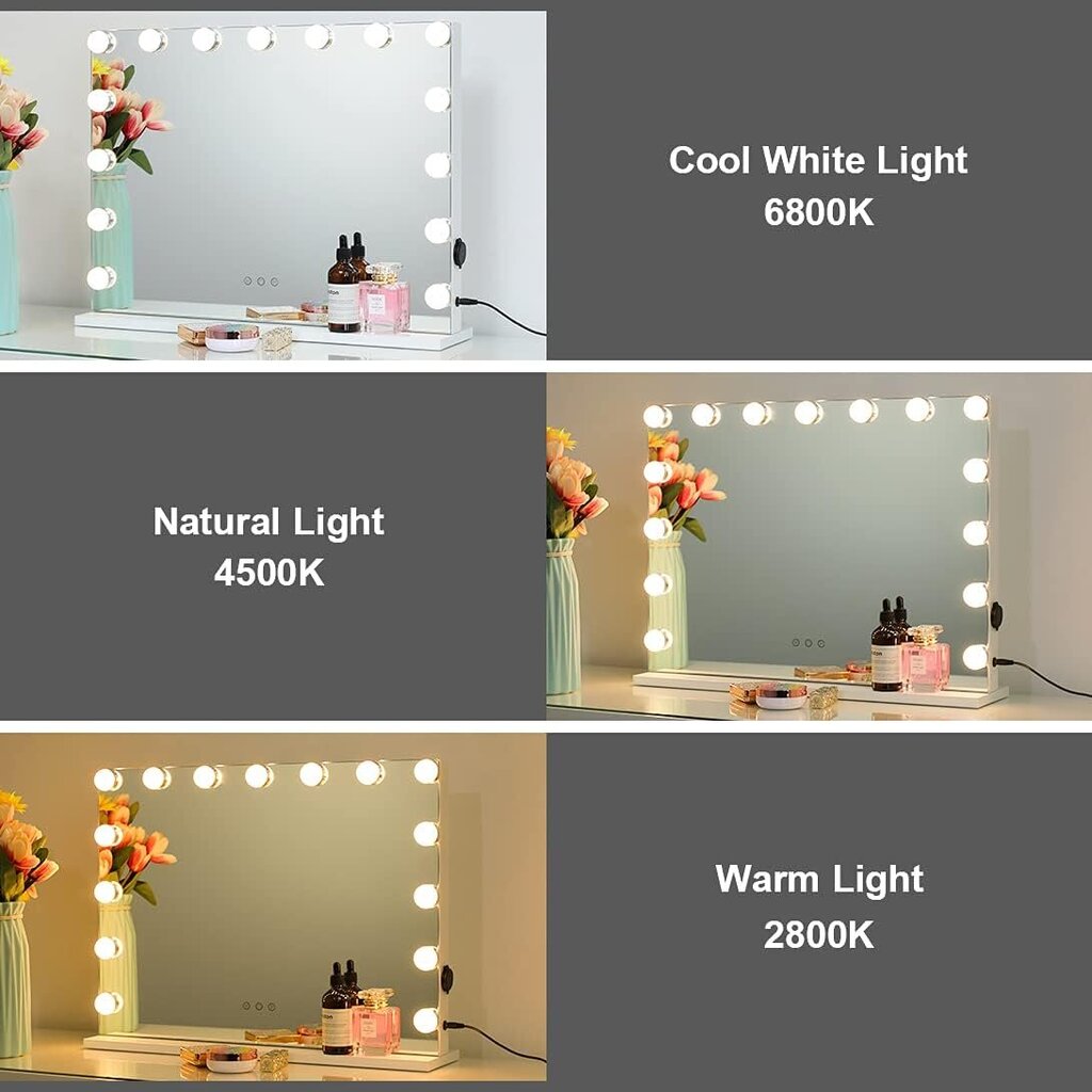 Spogulis ar 14 LED spuldzēm G.Lux LED Make Up Mirror-3-WH, balts цена и информация | Spoguļi | 220.lv