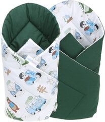 Двусторонний детский конверт - плед Babymam, белый/зеленый, 80x80 см цена и информация | Детские подушки, конверты, спальники | 220.lv