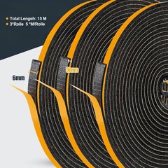 Самоклеящаяся лента для уплотнения дверей 6x3 мм 15 м цена и информация | Изоляционные материалы | 220.lv