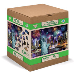 Koka puzle ar figūrām Wooden City Nakts Ņujorka, 1000 d. cena un informācija | Puzles, 3D puzles | 220.lv