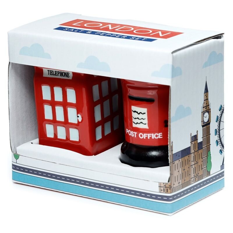 Keramikas sāls un piparu komplekts London Icons Red Post Box cena un informācija | Garšvielu trauki, dzirnaviņas | 220.lv