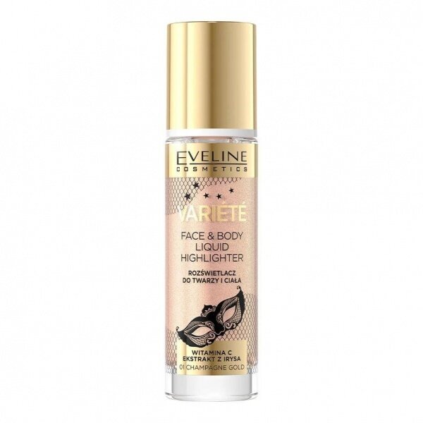 Šķidrais izgaismotājs Eveline Cosmetics Variete Face & Body Liquid, 01 champagne gold, 30 ml cena un informācija | Grima bāzes, tonālie krēmi, pūderi | 220.lv