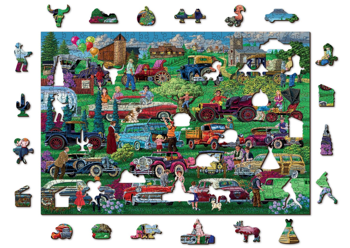 Koka puzle ar figūrām Wooden City Vintage auto, 505 d. cena un informācija | Puzles, 3D puzles | 220.lv