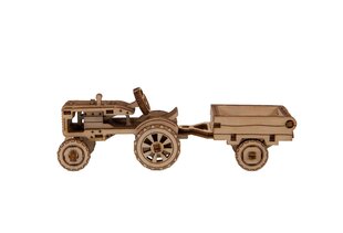 Koka 3D konstruktors Wooden City Tractor ar piekabi, 73d. cena un informācija | Konstruktori | 220.lv