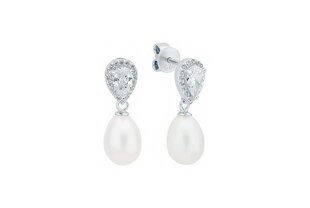 Sudraba auskari sievietēm Stella jewelry ar pērlēm un cirkonijiem, SK23484E-W cena un informācija | Auskari | 220.lv