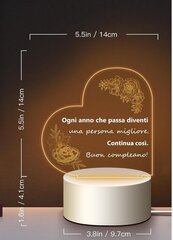 Настольная лампа 3D LED USB в форме сердца Подарок для мамы Итальянские надписи цена и информация | Детали интерьера | 220.lv