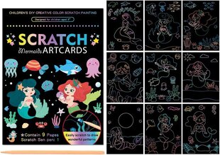 Набор для творчества Scratch-off Coloring Book для детей Картинки Русалка 9шт цена и информация | Принадлежности для рисования, лепки | 220.lv